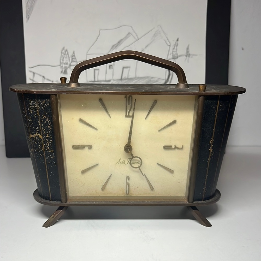 Vintage Seth Thomas Brass Art Deco Mantle Clock